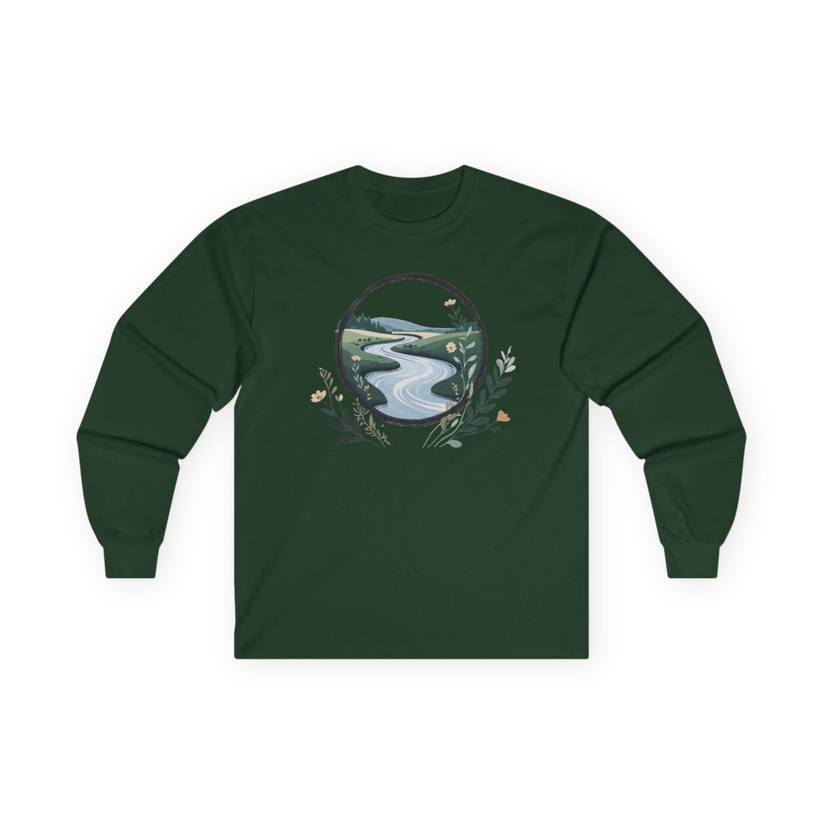 Forest Green | River of Grace Long Sleeve Tee, front view