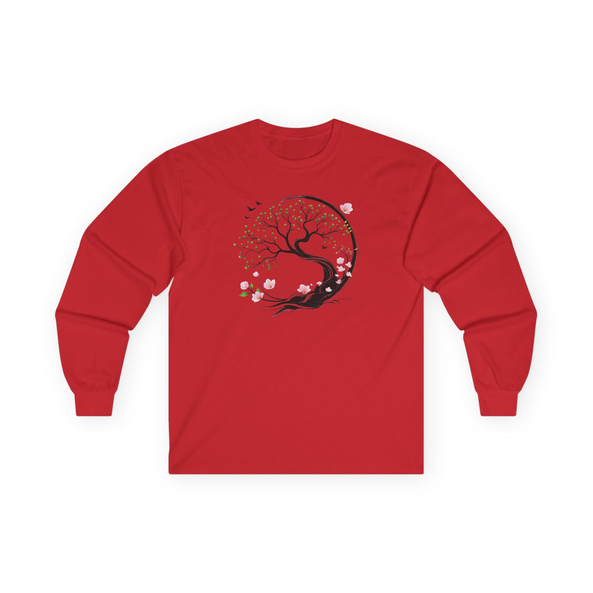 Red | Unfolding Grace Long Sleeve Tee, front view
