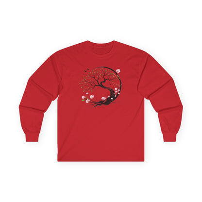 Red | Unfolding Grace Long Sleeve Tee, front view