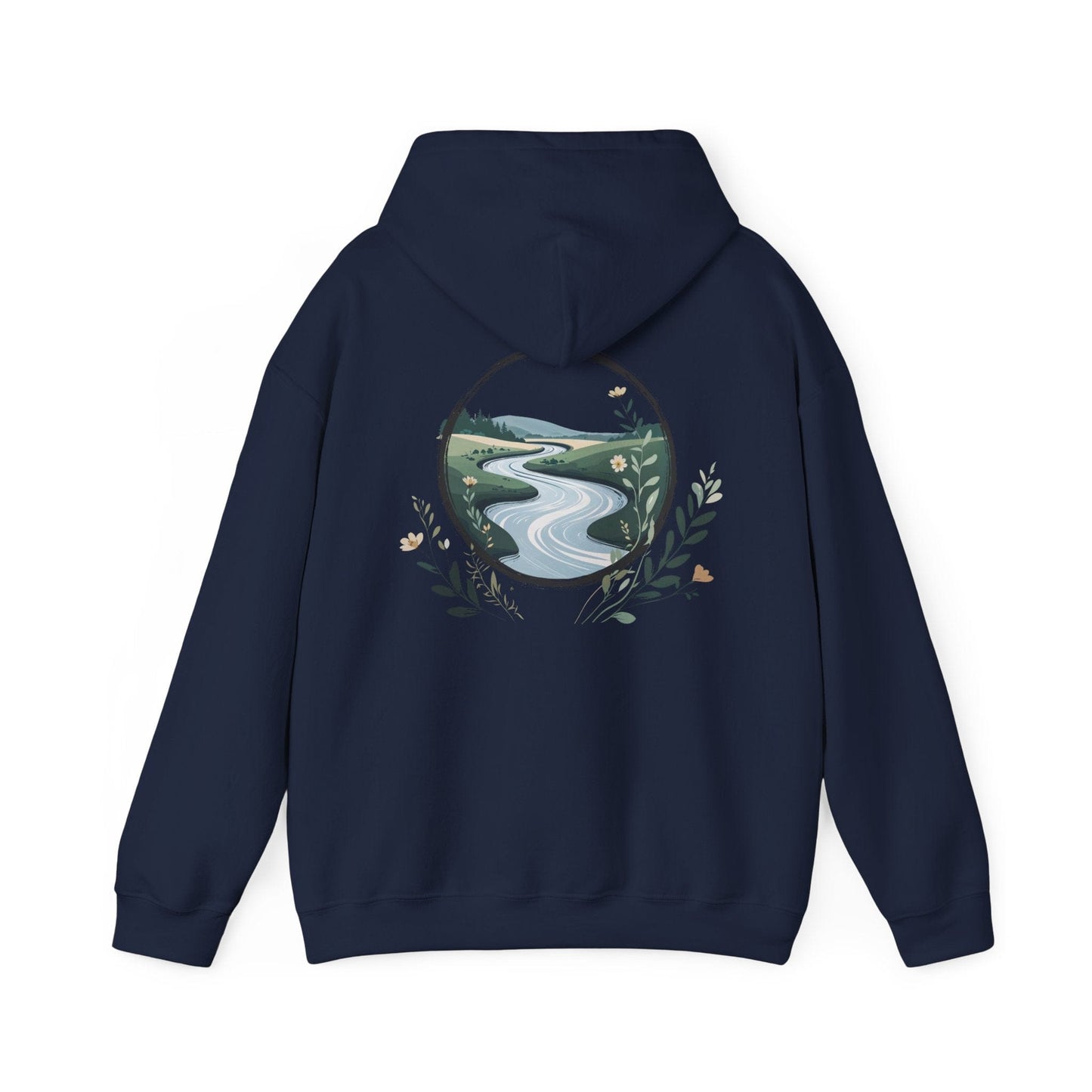 Navy | River of Grace Hoodie, back design view