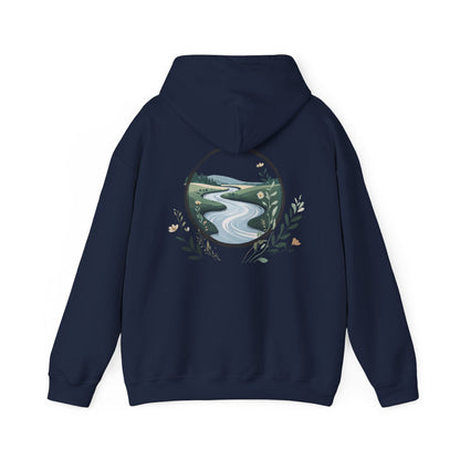 Navy | River of Grace Hoodie, back design view