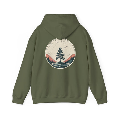 Military Green | Rooted in Stars Hoodie, back design view