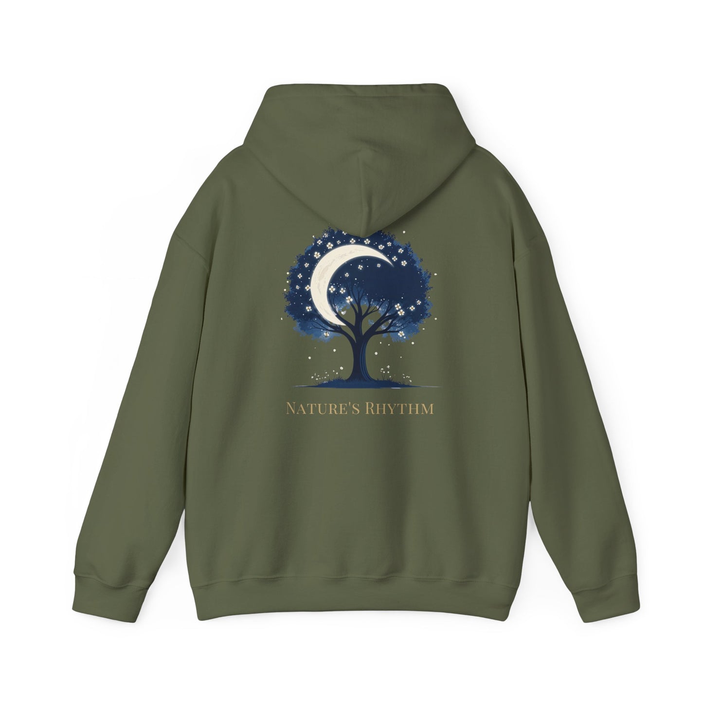 Military Green | Nature`s Rhythm Hoodie, back design view