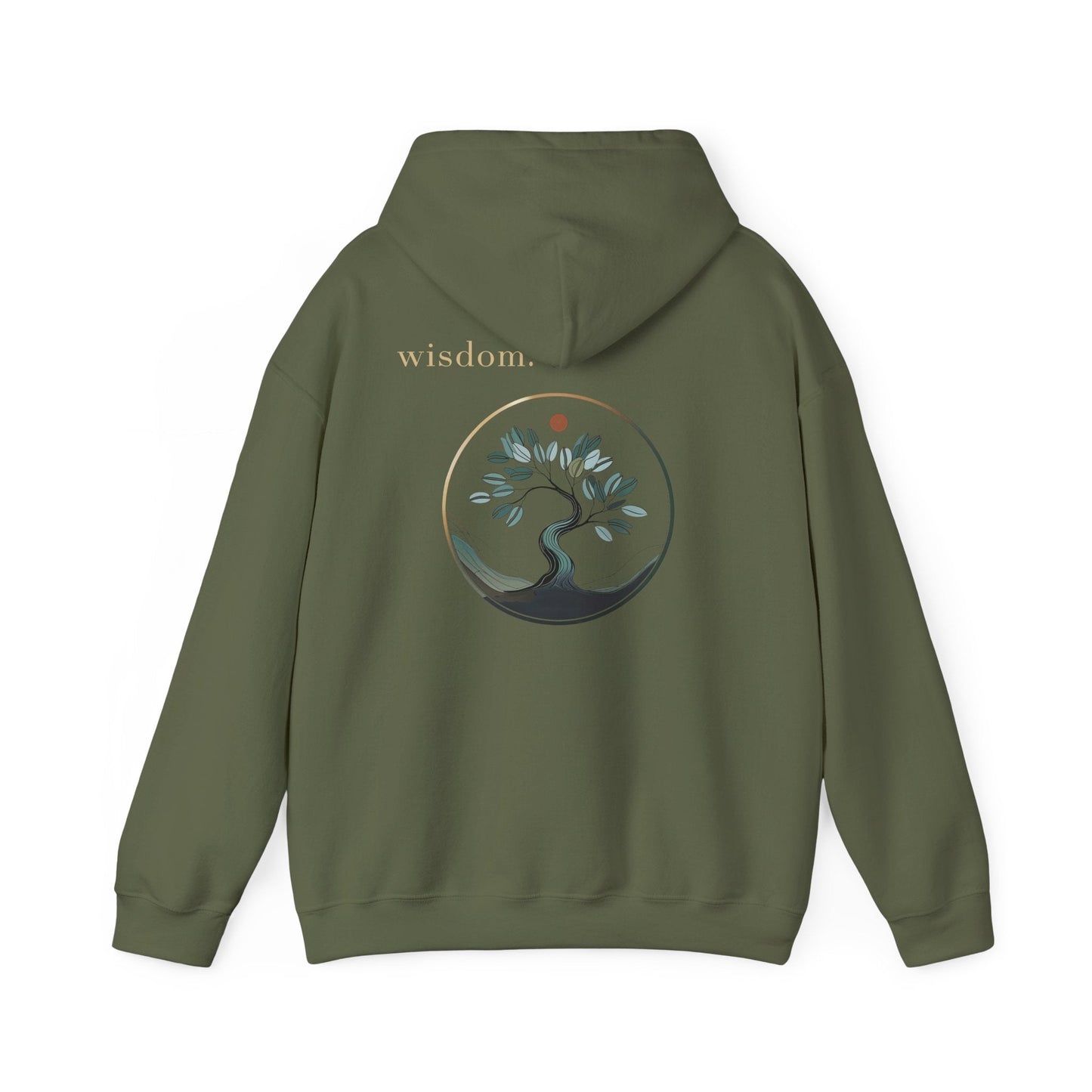 Military Green | Wisdom Hoodie, back design view