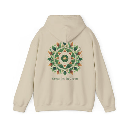 Sand | Grounded in Green Hoodie, back design view