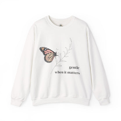 White | Gentle When It Matters Sweatshirt, front view