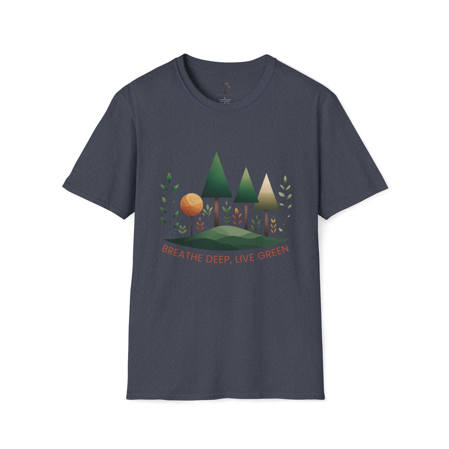 Heather Navy | Breathe Deep, Live Green, front view