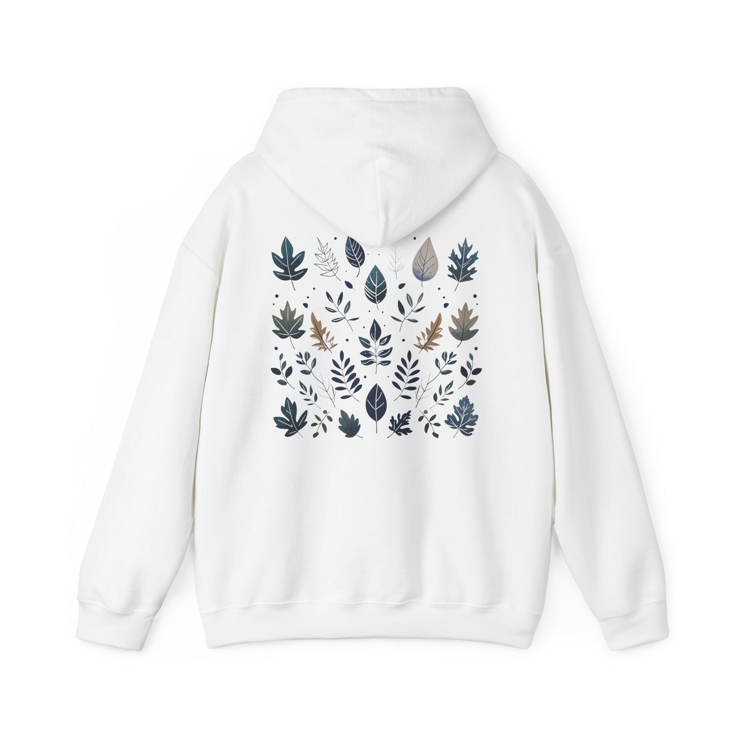 White | Botanical Harmony Hoodie, back design view