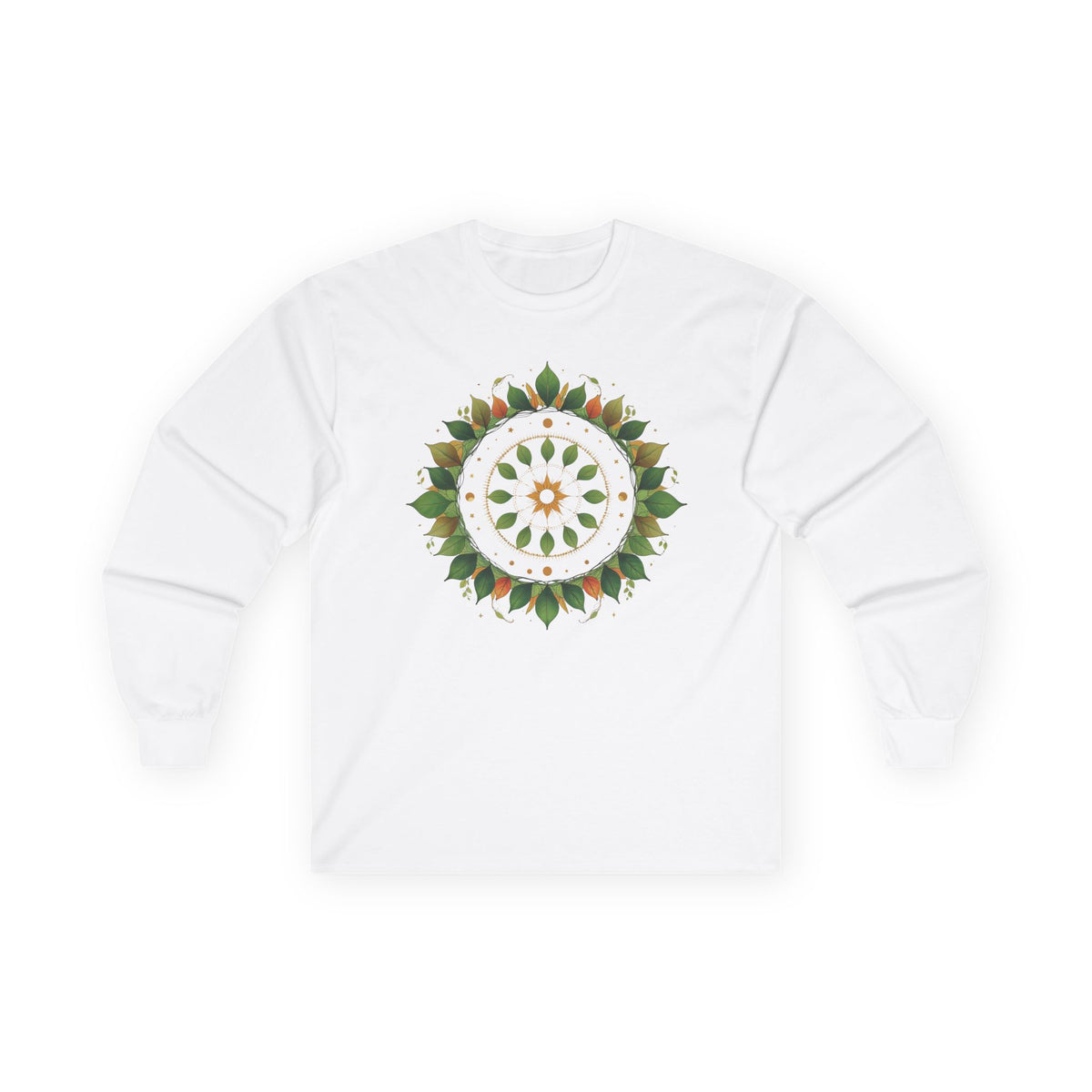 White | Celestial Growth Long Sleeve Tee, front view