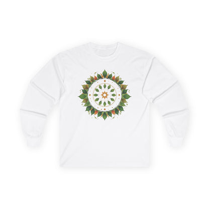 White | Celestial Growth Long Sleeve Tee, front view