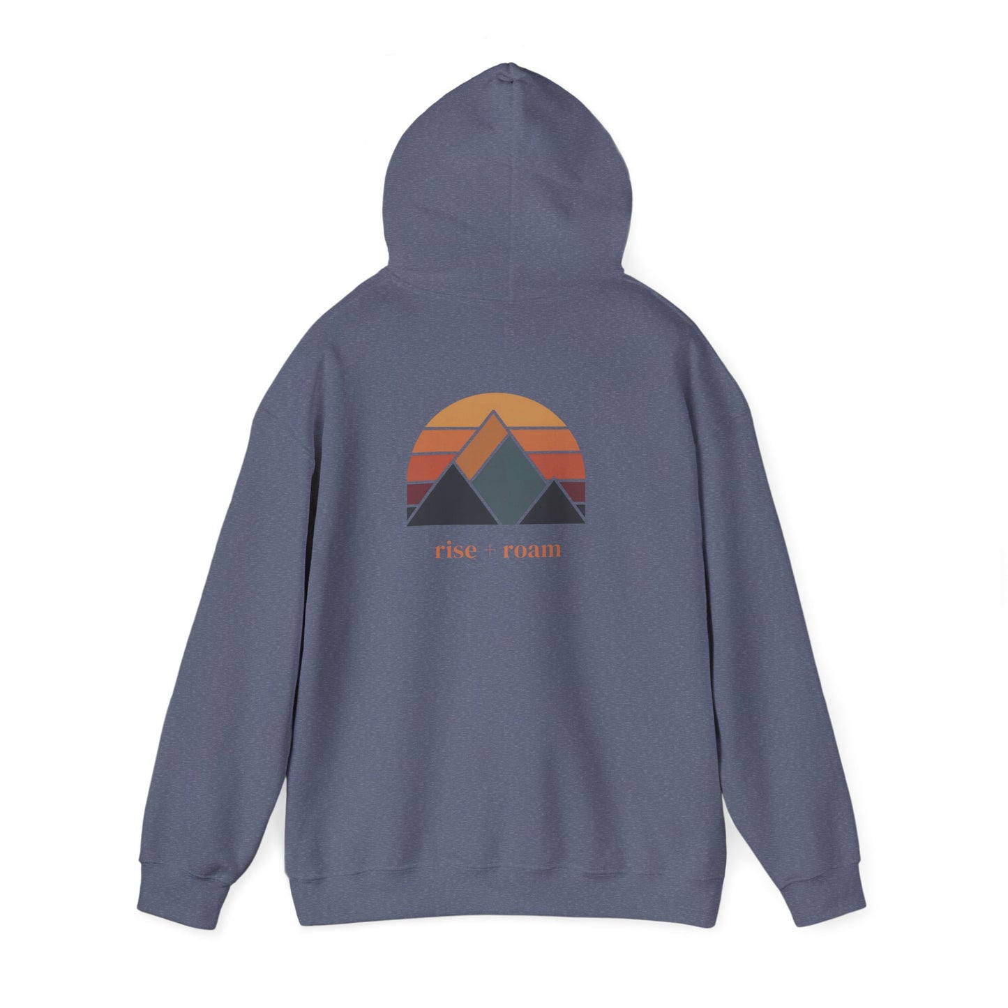 Heather Navy | Rise +Roam Hoodie, back view 2