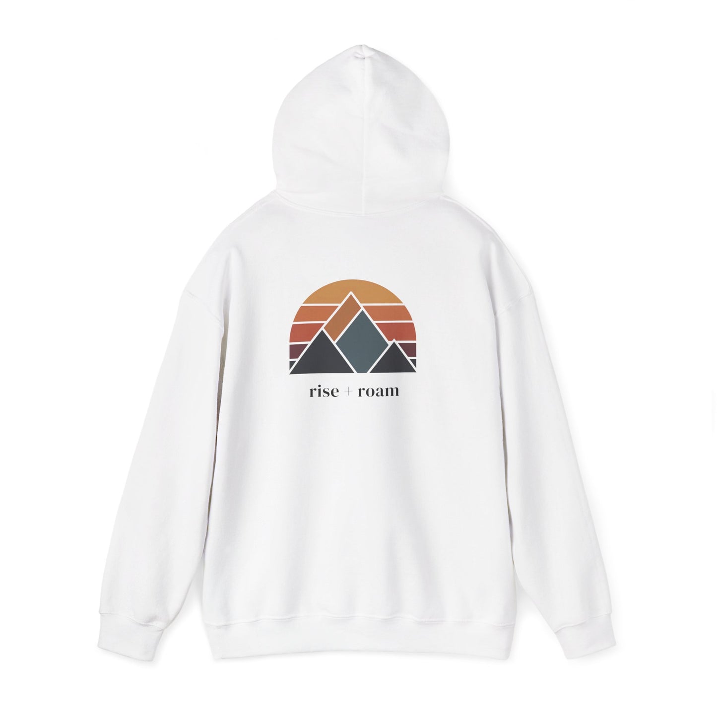 White | Rise +Roam Hoodie, back view 2