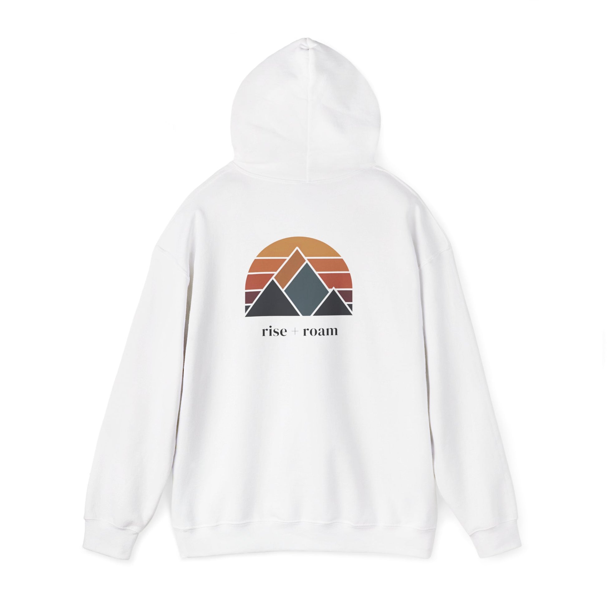 White | Rise +Roam Hoodie, back view 2