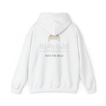 White | Into The Wild Hoodie, back design view