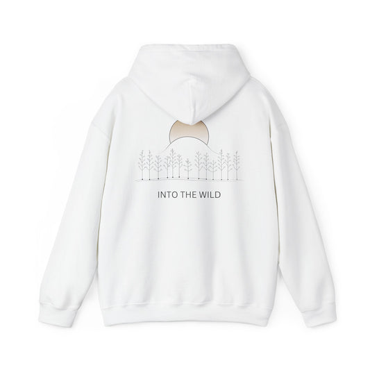 White | Into The Wild Hoodie, back design view