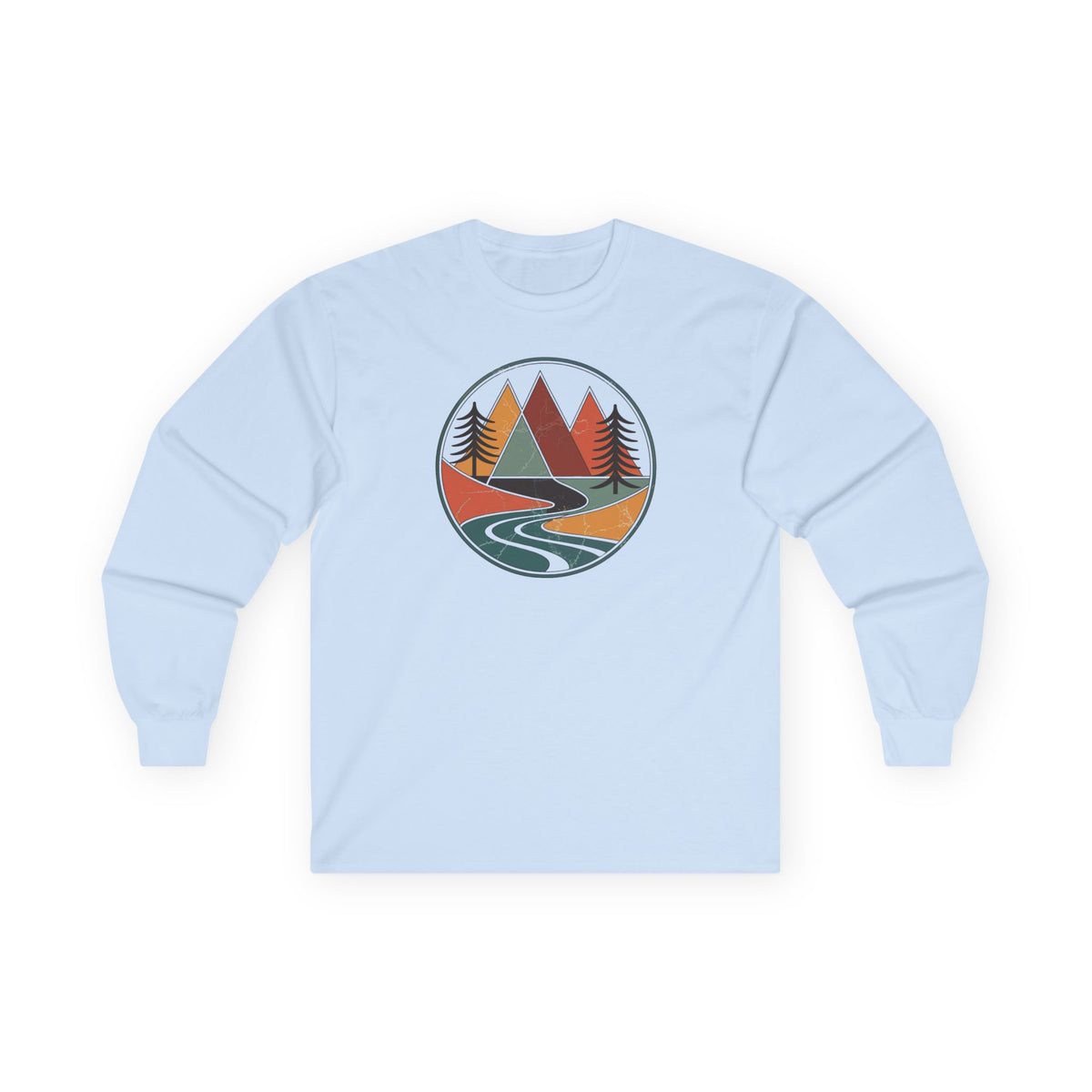 Light Blue | Retro Horizon Long Sleeve Tee, front view