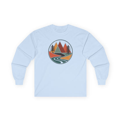 Light Blue | Retro Horizon Long Sleeve Tee, front view