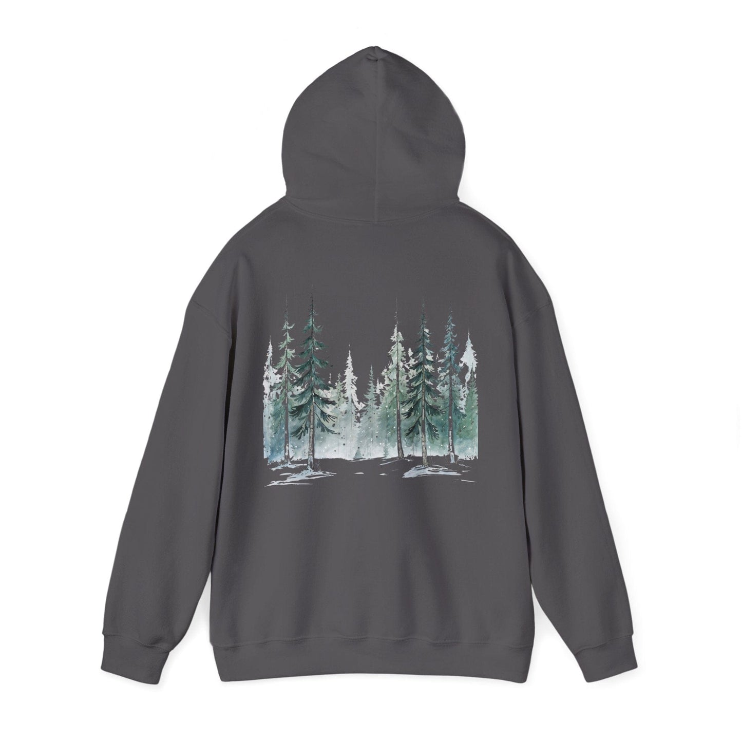 Charcoal | Snowfall Forest Hoodie, back view 2