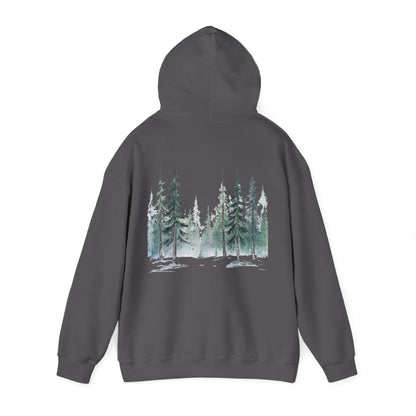Charcoal | Snowfall Forest Hoodie, back view 2