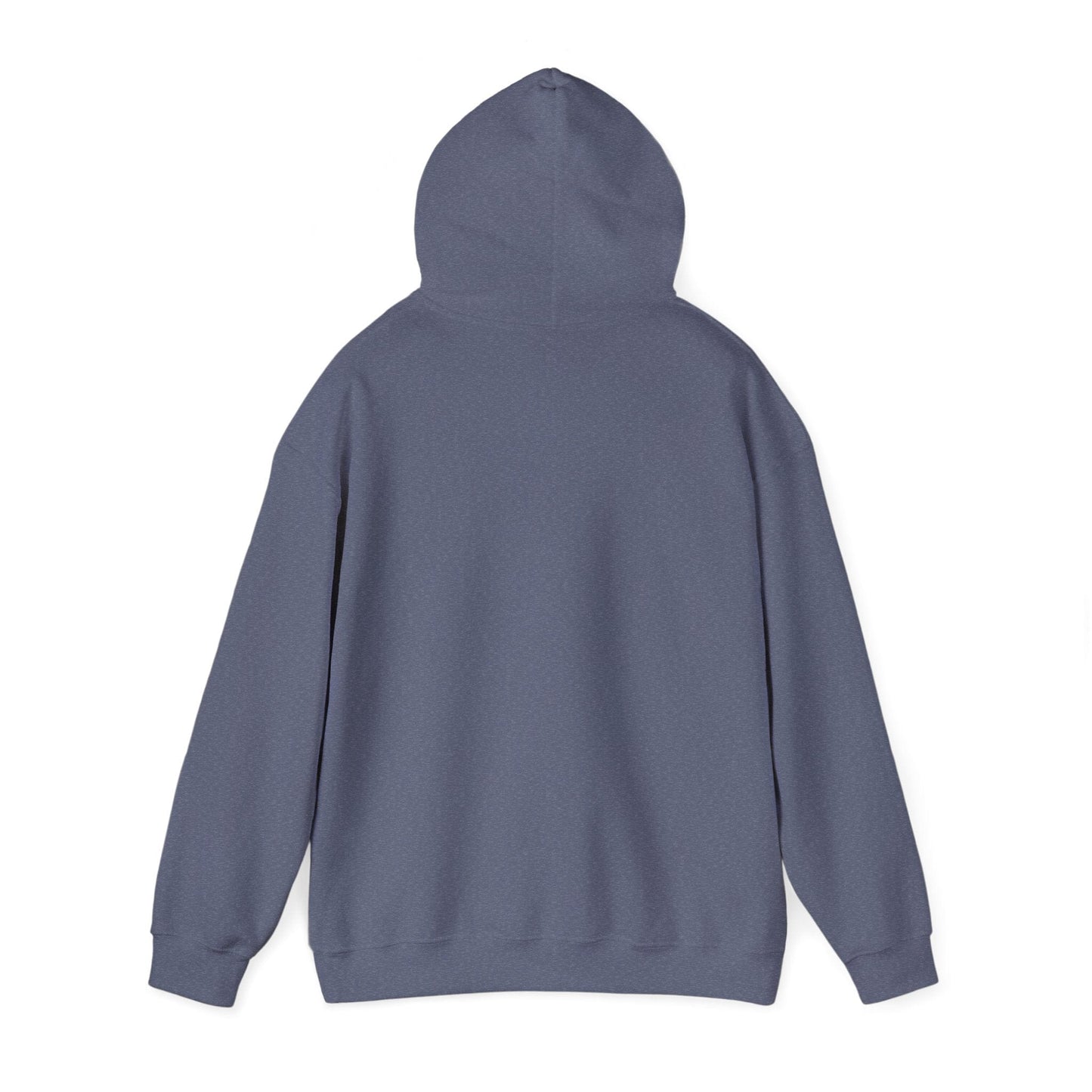 Heather Navy | Small front logo Hoodie, back view 2