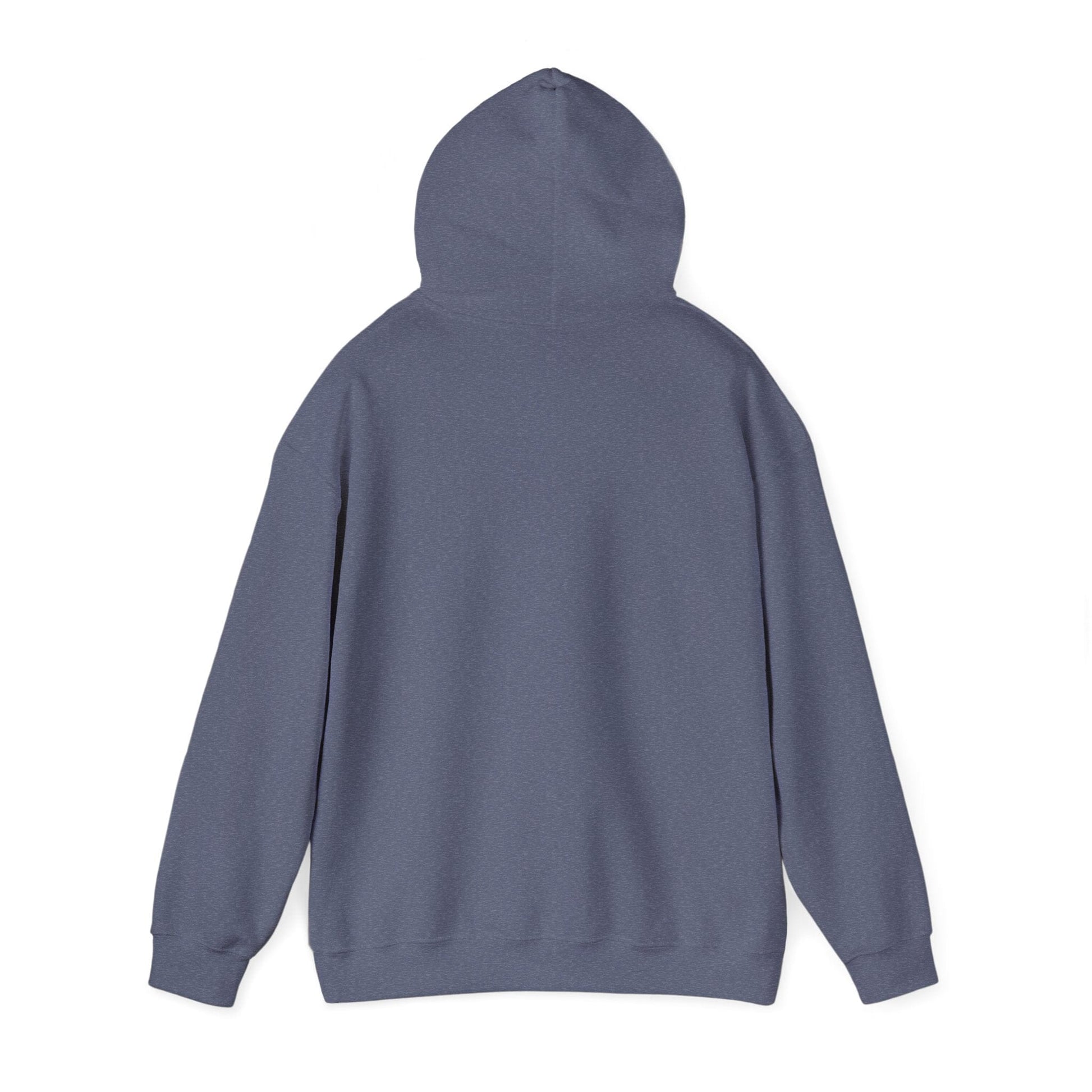Heather Navy | Small front logo Hoodie, back view 2