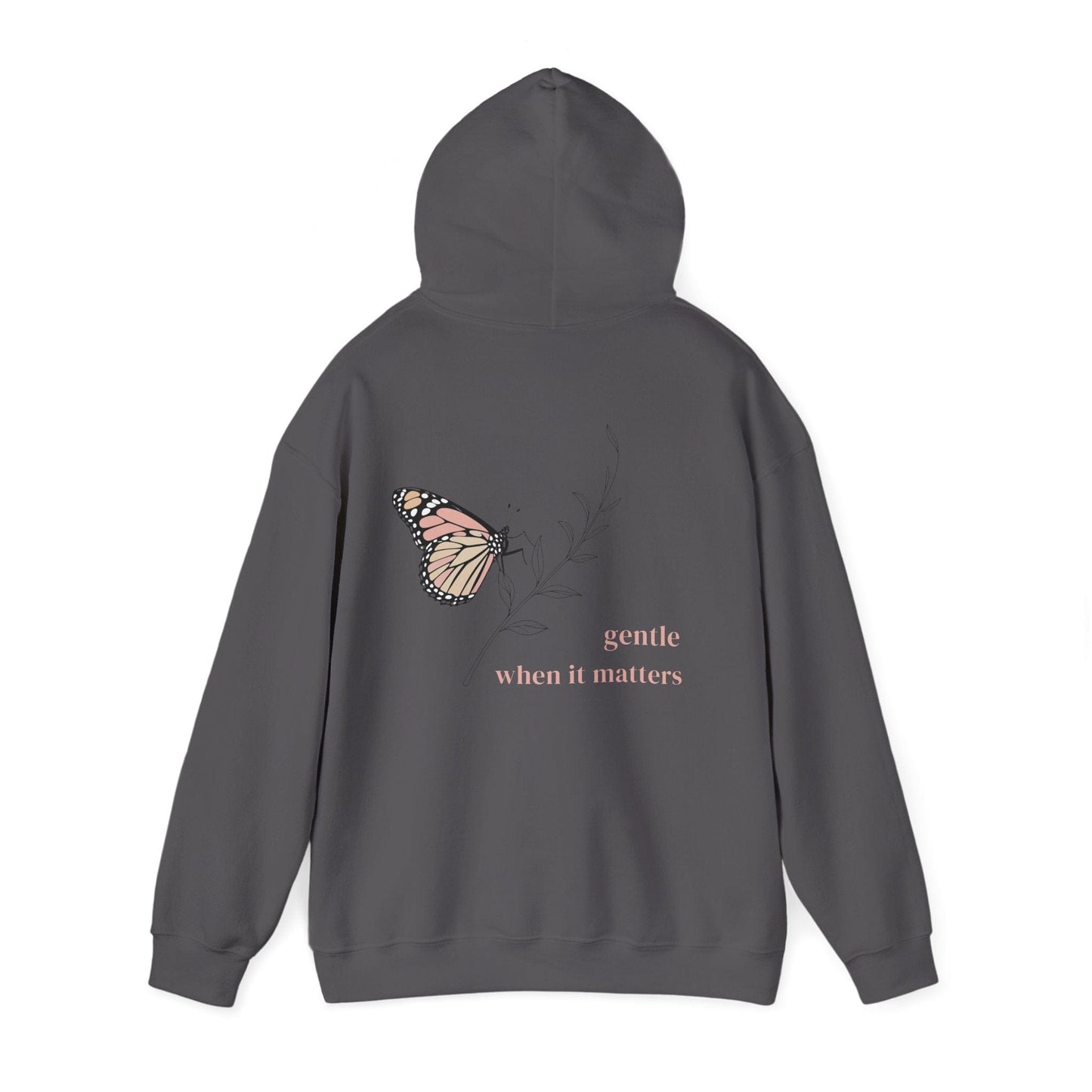 Charcoal | Gentle When It Matters Hoodie, back view 2