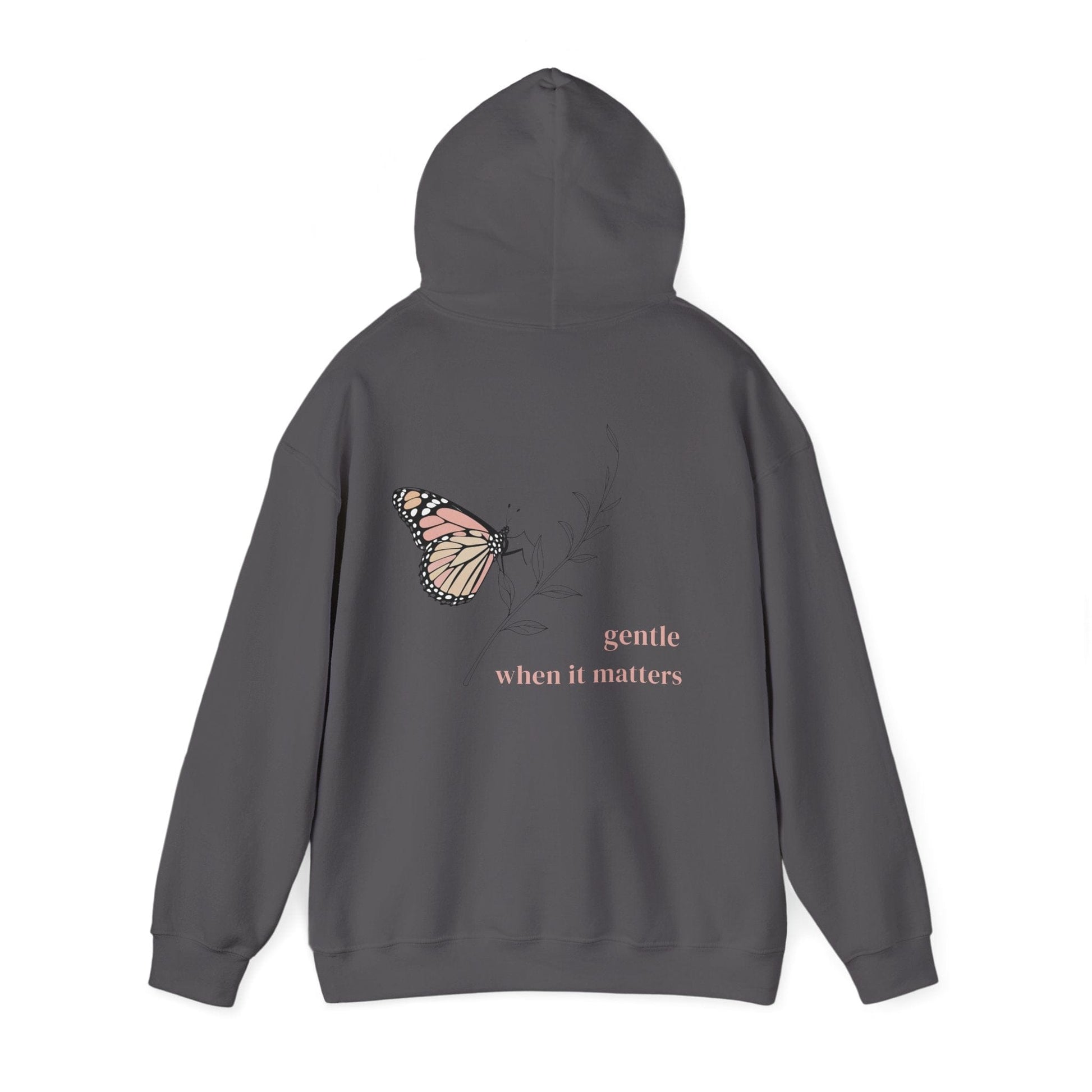 Charcoal | Gentle When It Matters Hoodie, back view 2