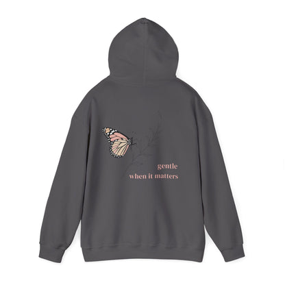 Charcoal | Gentle When It Matters Hoodie, back view 2