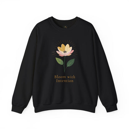 Black | Bloom with intention Sweatshirt, front view