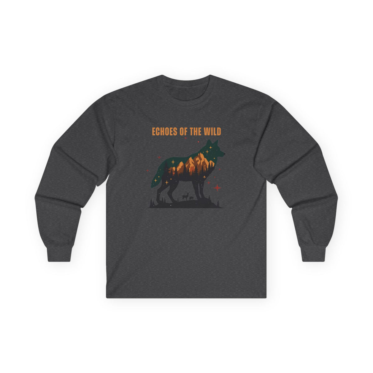 Dark Heather | Echoes of the Wild Long Sleeve Tee, front view