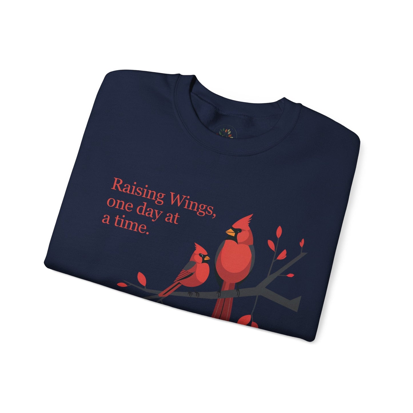 Navy | Raising Wings, One day at a time Sweatshirt, folded view