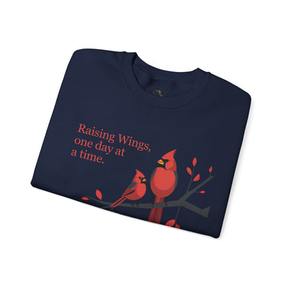 Navy | Raising Wings, One day at a time Sweatshirt, folded view