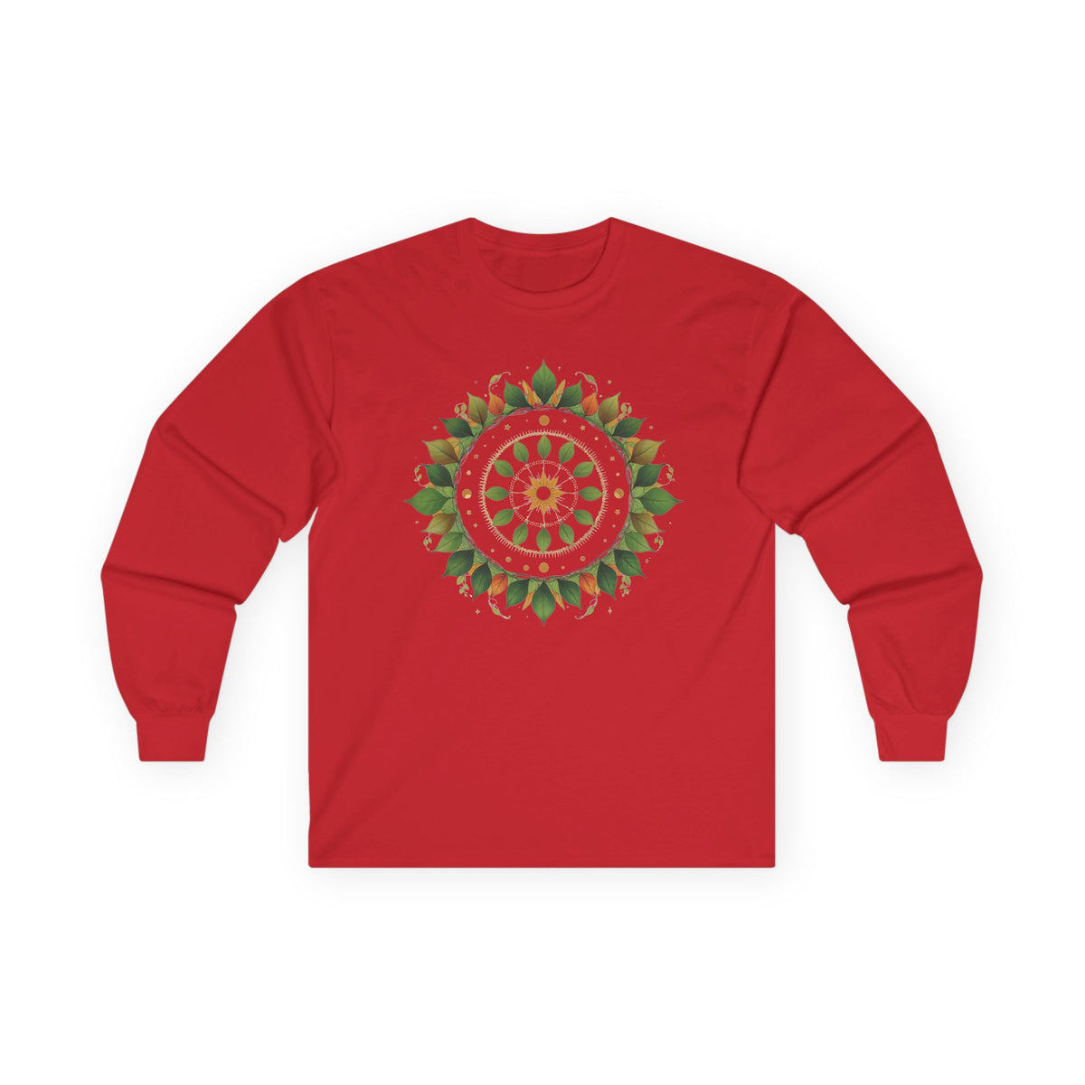 Red | Celestial Growth Long Sleeve Tee, front view