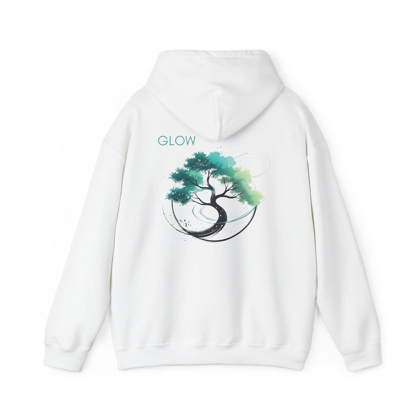 White | Glow Hoodie, back design view
