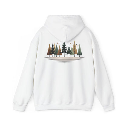 White | Forest Rhythm Hoodie, back design view