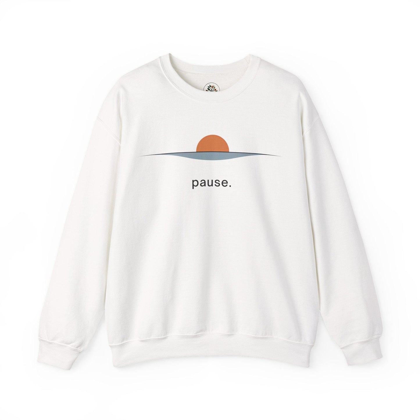 White | Pause Sweatshirt, front view