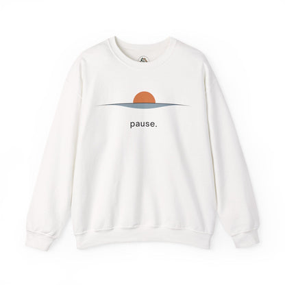 White | Pause Sweatshirt, front view