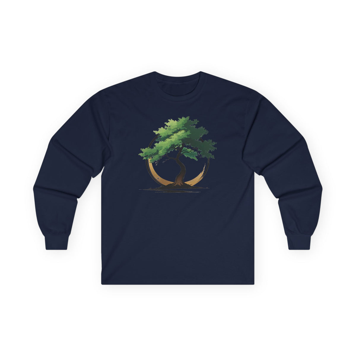 Navy | The Zen Tree Long Sleeve Tee, front view