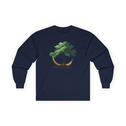 Navy | The Zen Tree Long Sleeve Tee, front view