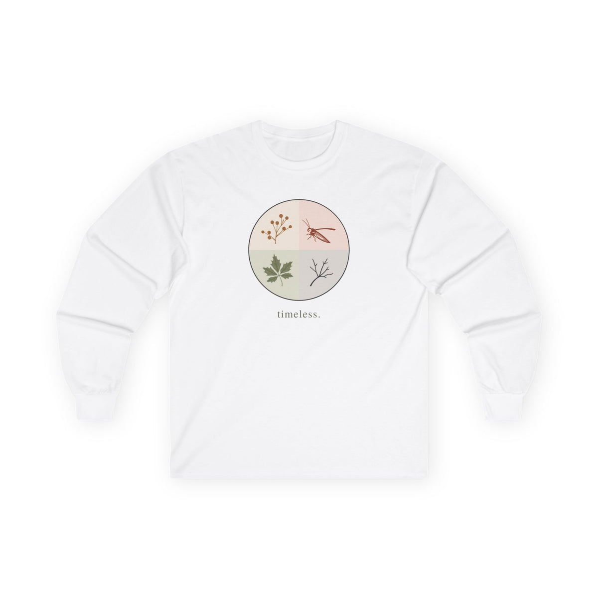 White | Timeless Long Sleeve Tee, front view