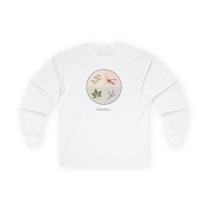 White | Timeless Long Sleeve Tee, front view