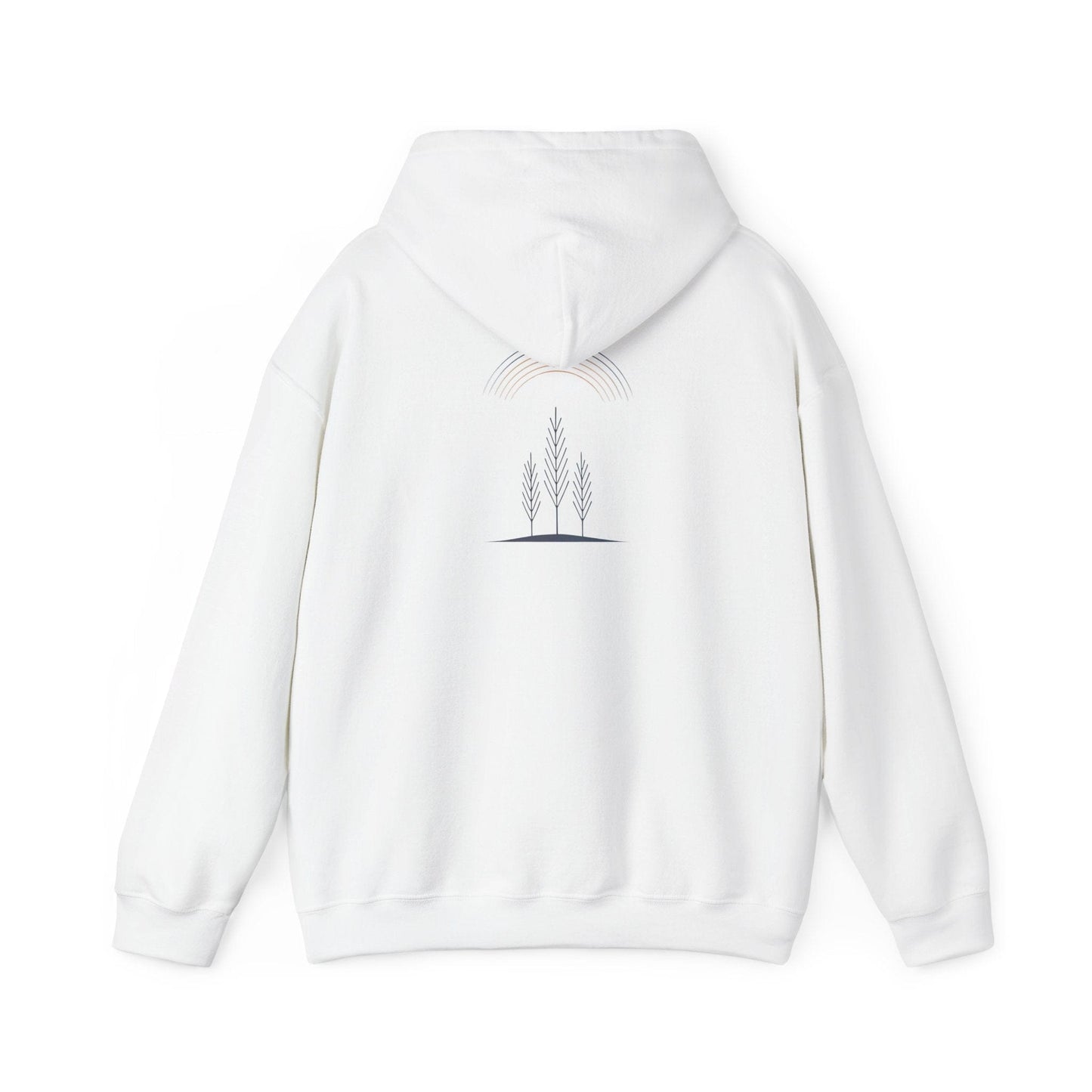 White | Quiet Arc Hoodie, back design view