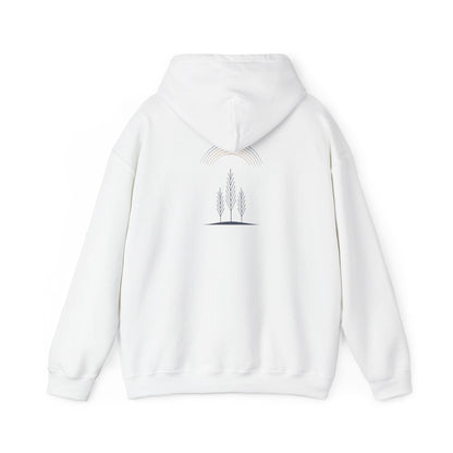 White | Quiet Arc Hoodie, back design view