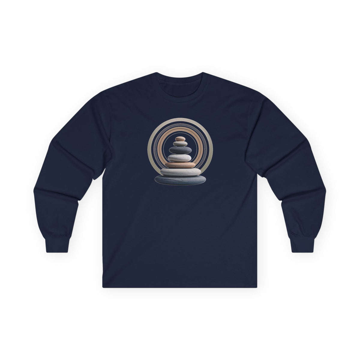 Navy | Echoes of Calm Long Sleeve Tee, front view