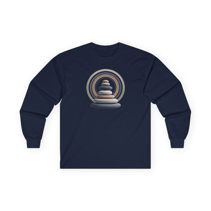 Navy | Echoes of Calm Long Sleeve Tee, front view