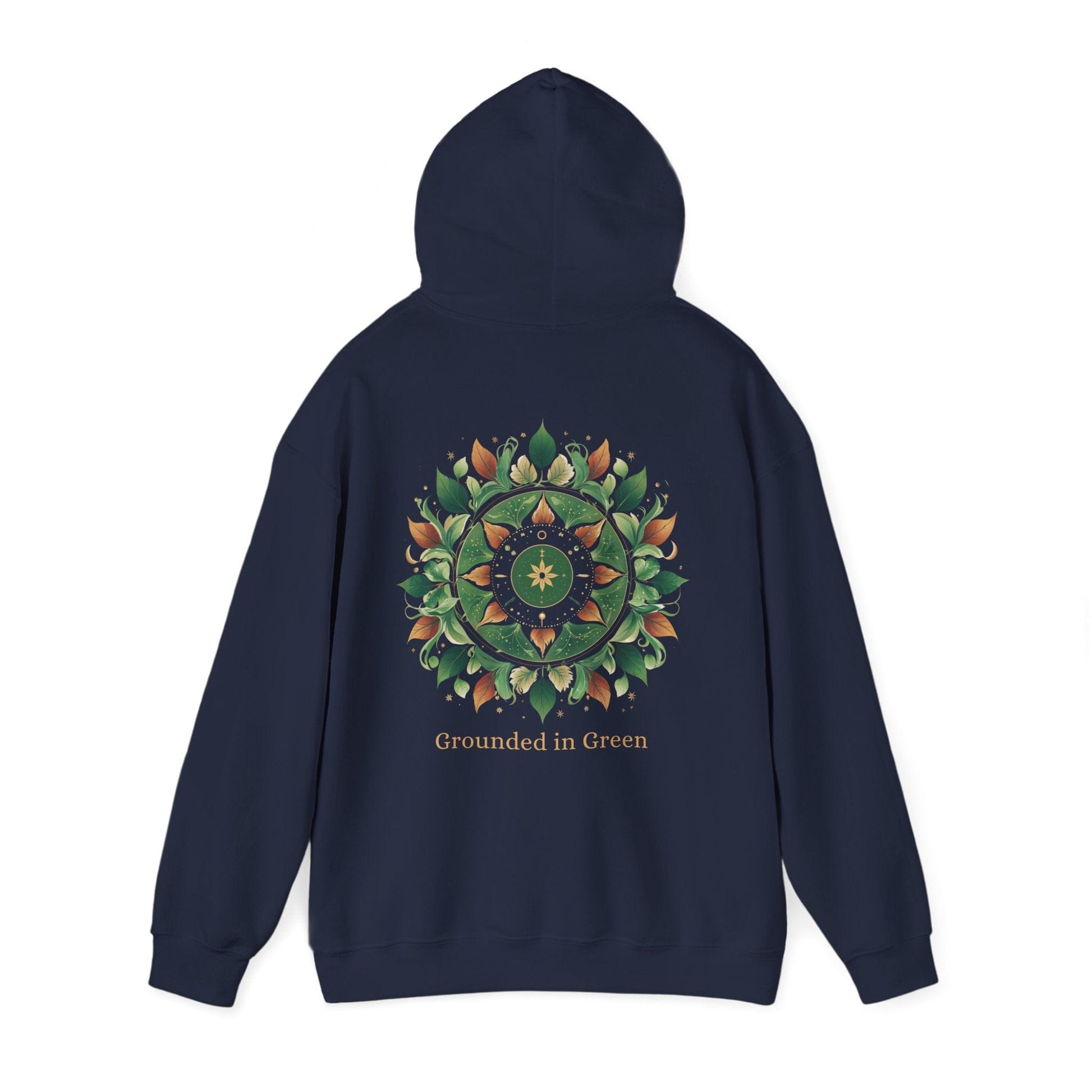Navy | Grounded in Green Hoodie, back view 2
