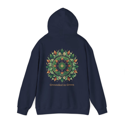 Navy | Grounded in Green Hoodie, back view 2