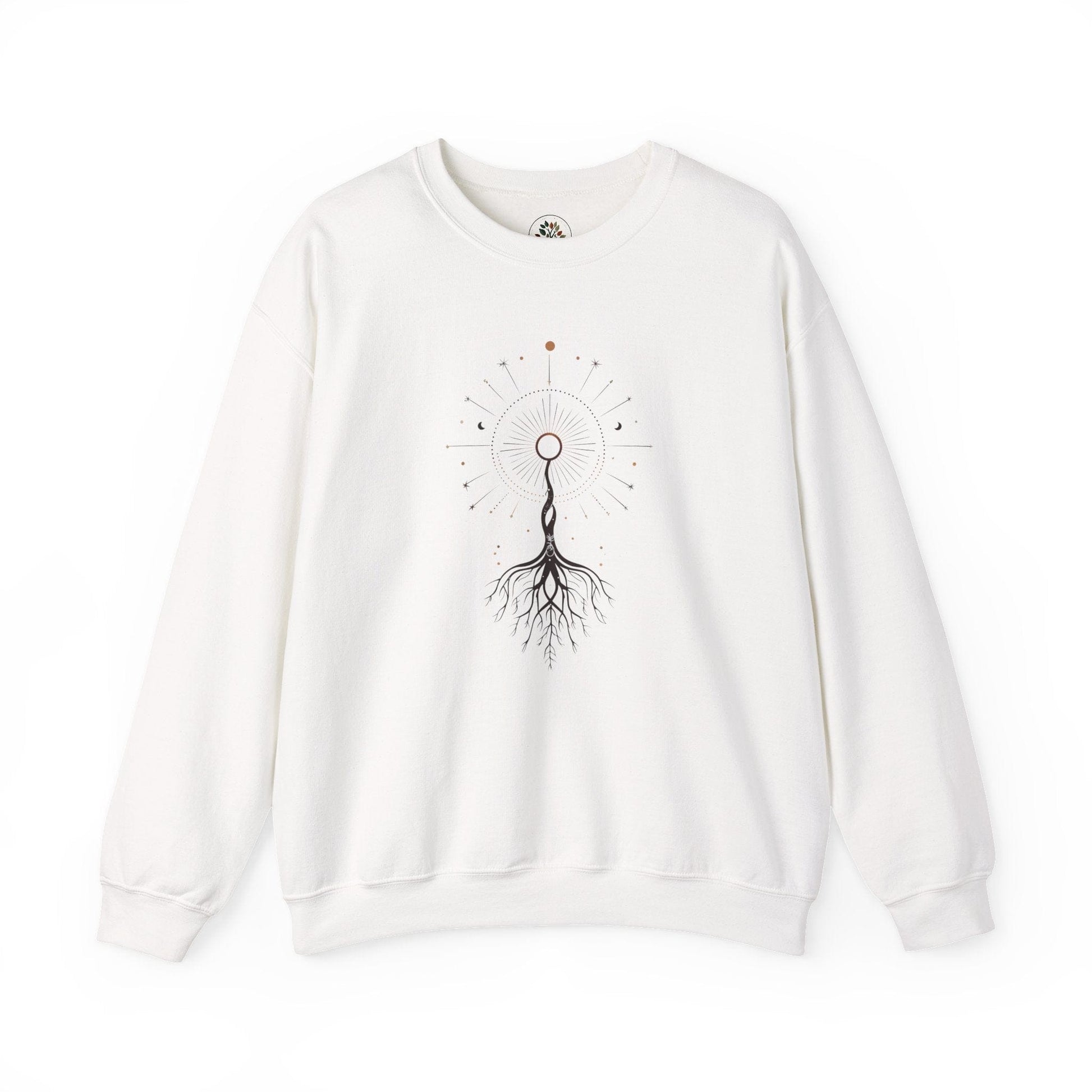 White | The Cosmic Root Sweatshirt, front view