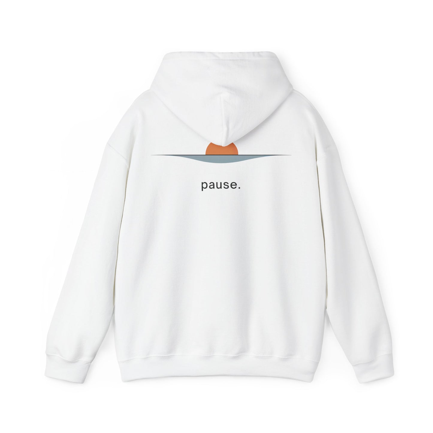 White | Pause Hoodie, back design view