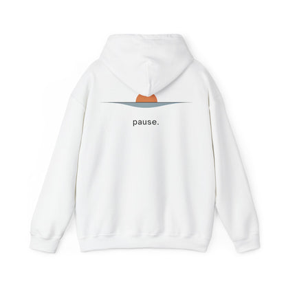White | Pause Hoodie, back design view